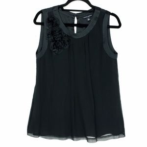 NWT! Banana Republic Black Pleated Silk Tank Top M